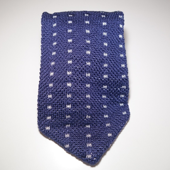 Vintage Burberrys of London Blue Knit 100% Silk Tie Made In Italy - Picture 1 of 6